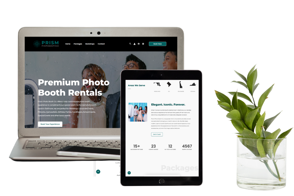 prism photo booth website portfolio